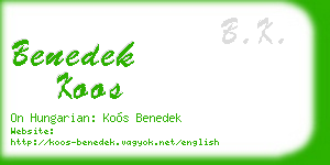 benedek koos business card
