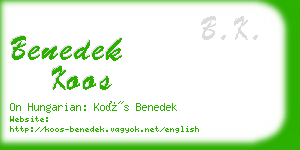 benedek koos business card